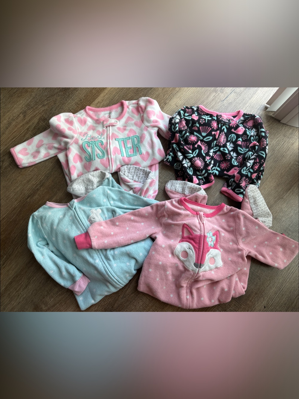 Baby Girl Fleece Footed Sleepers Bundle